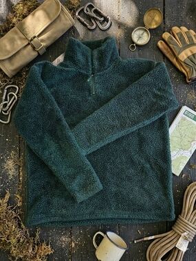 Eddie Bauer Deep Forest Green Sherpa Half-Zip Pullover